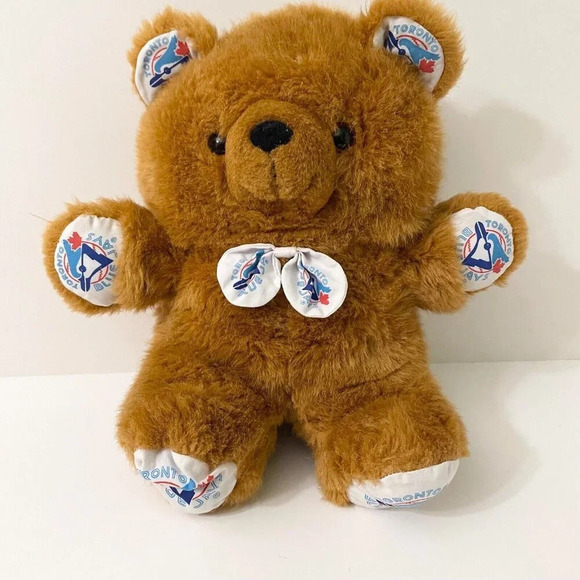 Vintage MLB Toronto Blue  Jays Pillow Pal Plush Bear Reversible Baseball - Picture 1 of 16